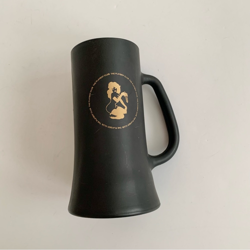 1960's Playboy club beer mug, matte black 6 1/2" tall